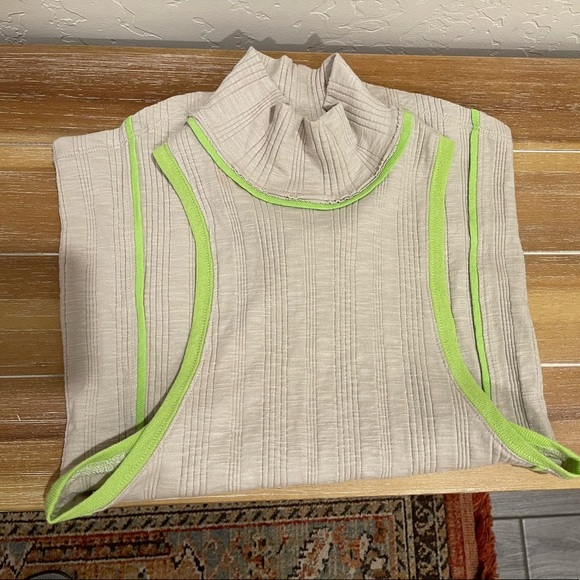 We The Free, turtle neck tank top. Size XS, tan with neon green detail, NWT• - Picture 1 of 15